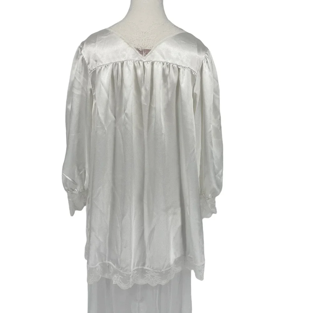 Vintage Nightgown & Robe Set Me 2 Sleepwear White ILGWU Women’s Large - Picture 4 of 16